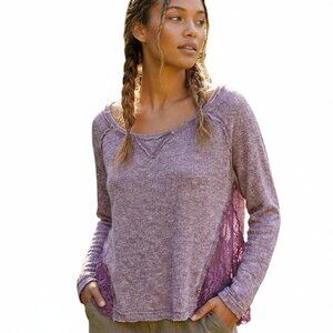 Free People Knit Pullover Crochet Sides Top